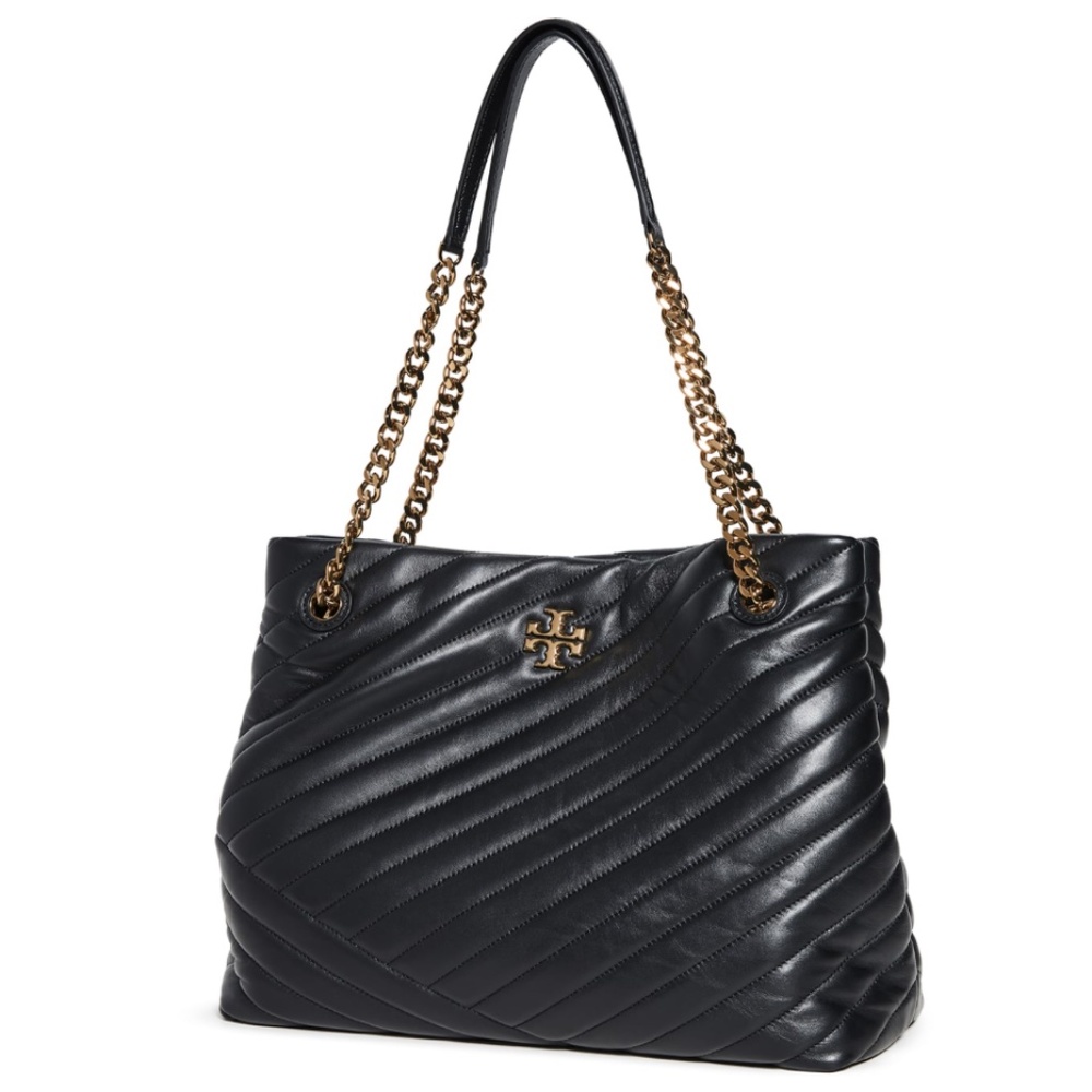 Tory Burch Kira Chevron Tote Bag in Black Quilted Lambskin
